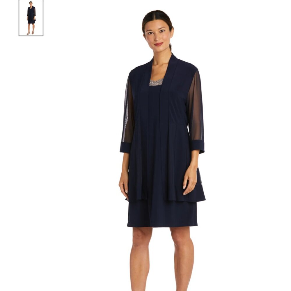 R&M Richards 8442 Mother of the Bride Cocktail Short Dress (Navy, 14)